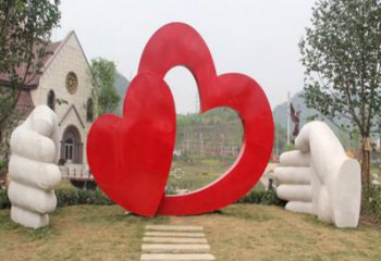 鏤空心心相印雕塑廠家 園林公園廣場擺件