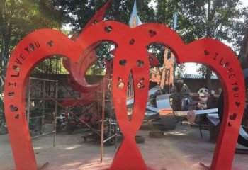 幾何心心相印雕塑廠家 廣場(chǎng)公園創(chuàng)意小品 