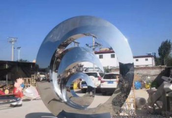 現代圓盤雕塑廠家 大型別墅區擺件 鏡面不銹鋼圓盤雕塑廠