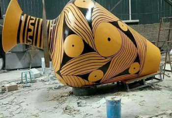 現代花瓶雕塑廠家 大型別墅區擺件 烤漆不銹鋼花瓶雕塑廠