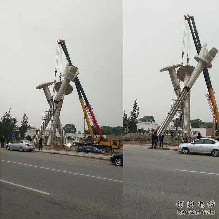 現代螺絲雕塑廠家 大型別墅區擺件 抽象不銹鋼螺絲雕塑廠