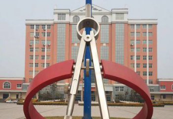 創意圓規雕塑廠家 抽象小品 公園不銹鋼圓規雕塑廠