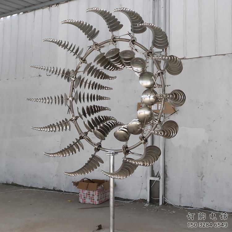 園林風動雕塑廠家 鏡面小品 中式不銹鋼風動雕塑廠