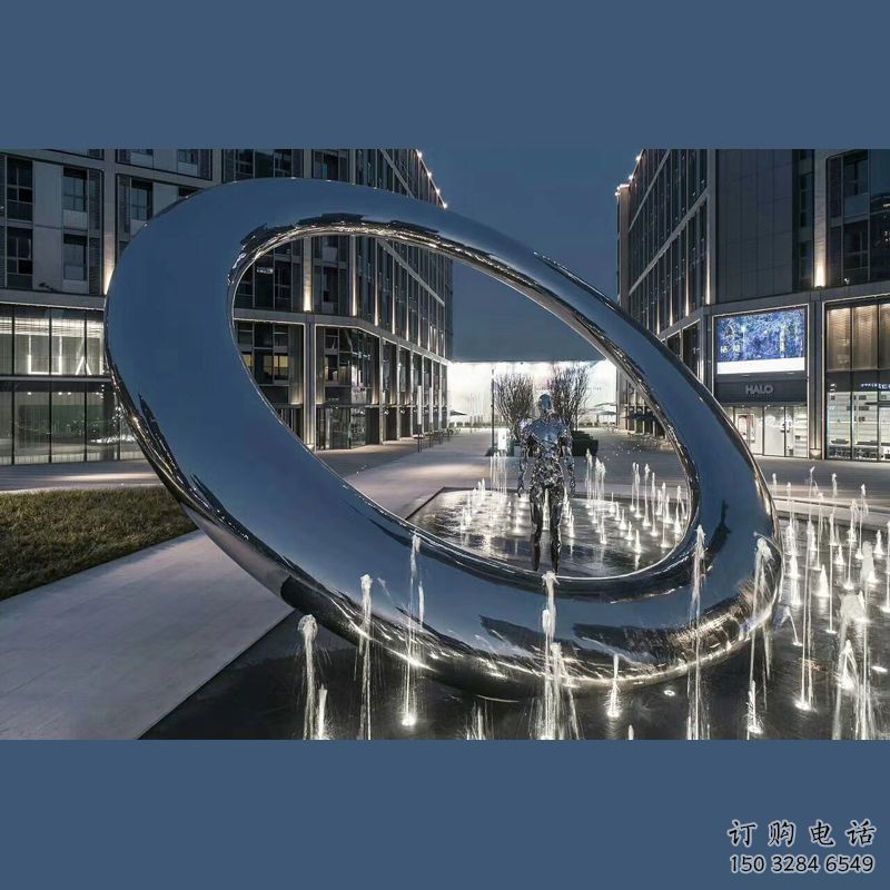 現代水簾雕塑廠家 大型別墅區擺件 水景不銹鋼水簾雕塑廠