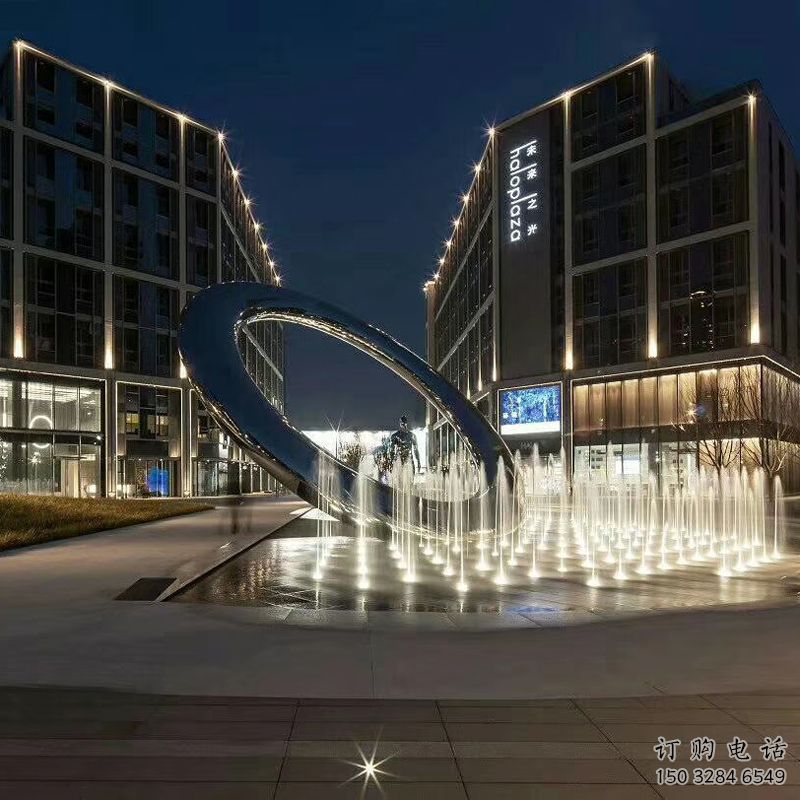 大型水簾雕塑廠家 發光小品 創意不銹鋼水簾雕塑廠