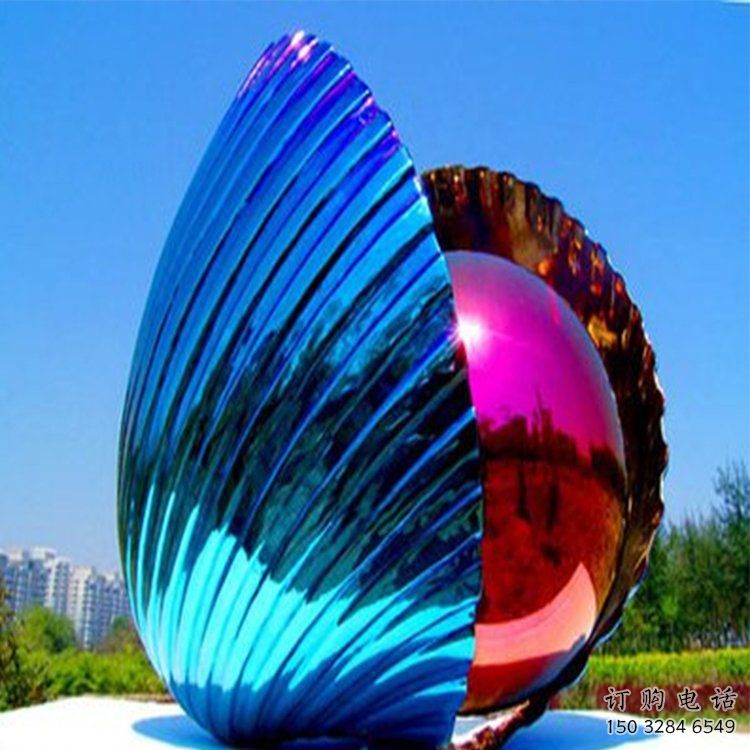 電鍍貝殼雕塑廠家 園林擺件 現代不銹鋼貝殼雕塑廠