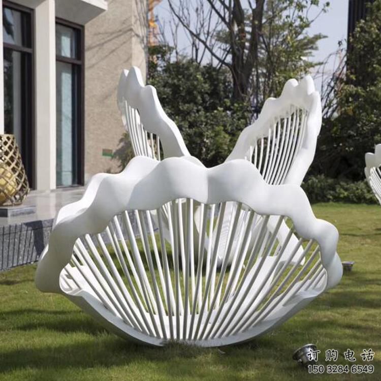 烤漆貝殼雕塑廠家 鋼管小品 戶外不銹鋼貝殼雕塑廠