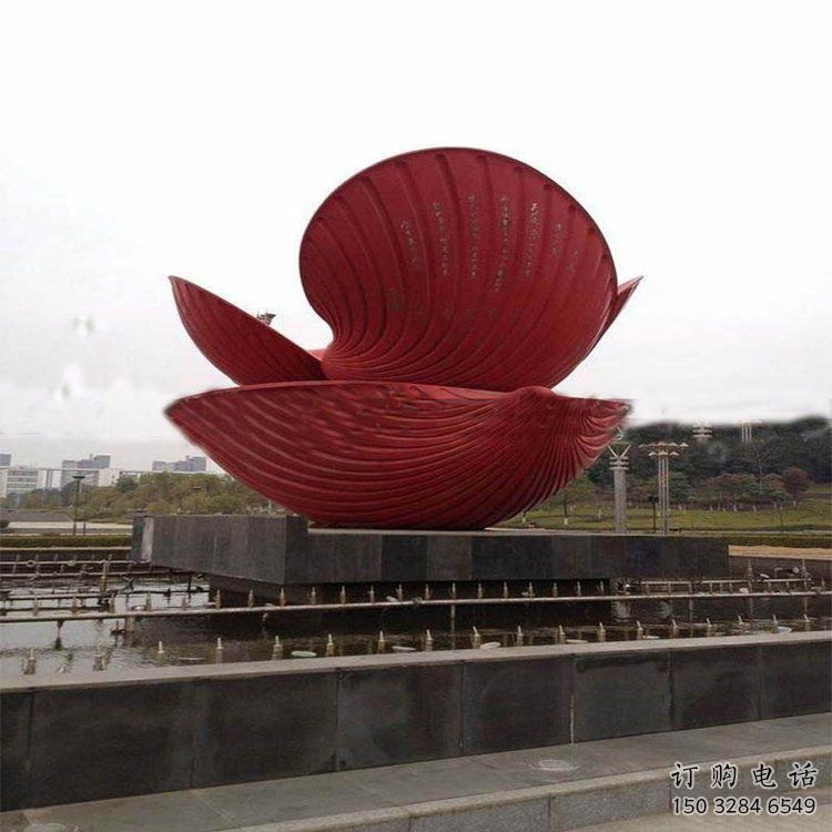 噴漆貝殼雕塑廠家 中式小品 現(xiàn)代不銹鋼貝殼雕塑廠