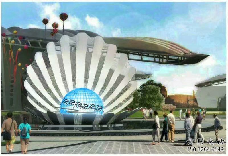 現代貝殼雕塑廠家 大型別墅區擺件 廣場不銹鋼貝殼雕塑廠