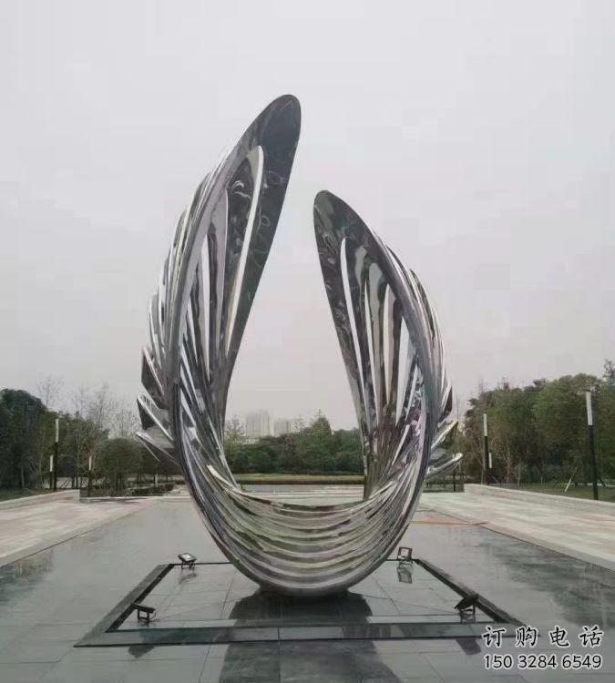 歐式貝殼雕塑廠家 抽象擺件 鏡面不銹鋼貝殼雕塑定做