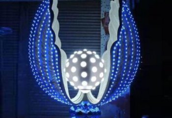 燈光貝殼雕塑廠家 現代小品 商業街不銹鋼貝殼雕塑廠