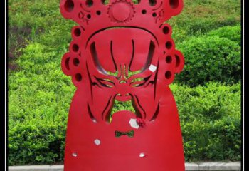 噴漆臉譜雕塑廠家 中式小品 鏤空不銹鋼臉譜雕塑定做