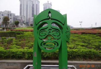 拉絲臉譜雕塑廠家 創(chuàng)意擺件 別墅區(qū)不銹鋼臉譜雕塑廠