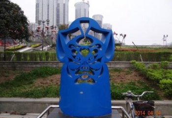 街頭臉譜雕塑廠家 大型別墅區(qū)擺件 鋼管不銹鋼臉譜雕塑廠