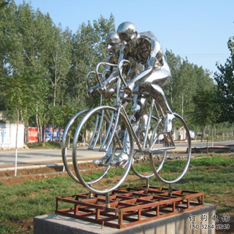 鏡面賽車雕塑廠家 大型擺件 現代不銹鋼賽車雕塑廠