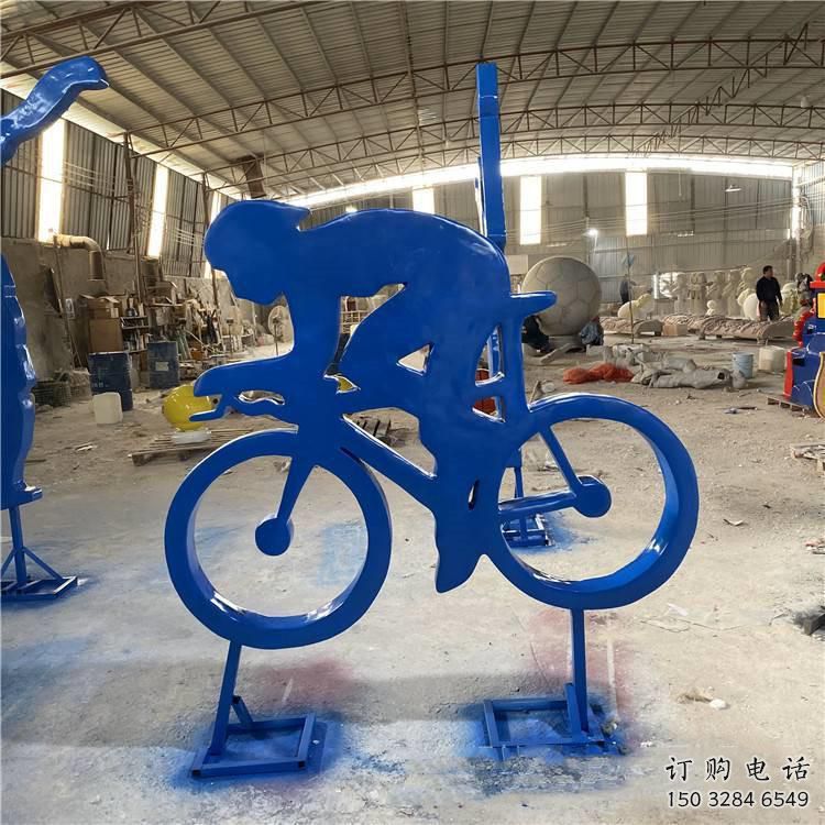 烤漆自行車雕塑廠家 體育小品 抽象不銹鋼自行車雕塑廠