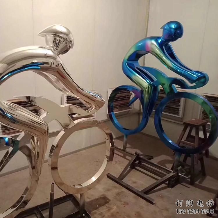 現代自行車雕塑廠家 大型別墅區擺件 烤漆不銹鋼自行車雕塑加工