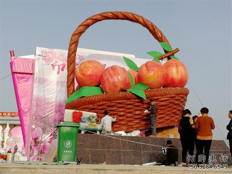 現(xiàn)代菜籃子雕塑廠家 大型別墅區(qū)擺件 烤漆不銹鋼菜籃子雕塑制作