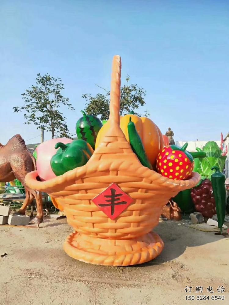 戶外菜籃子雕塑廠家 噴漆小品 彩繪不銹鋼菜籃子雕塑報價