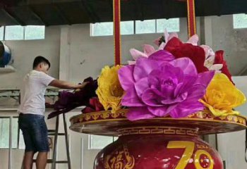 中式花籃雕塑廠家 現(xiàn)代小品 大型不銹鋼花籃雕塑制作