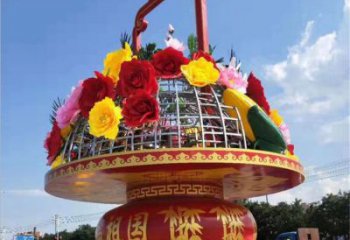 廣場花籃雕塑廠家 創(chuàng)意小品 公園不銹鋼花籃雕塑生產(chǎn)