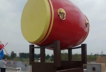 噴漆大鼓雕塑廠家 中式小品 大型不銹鋼大鼓雕塑生產
