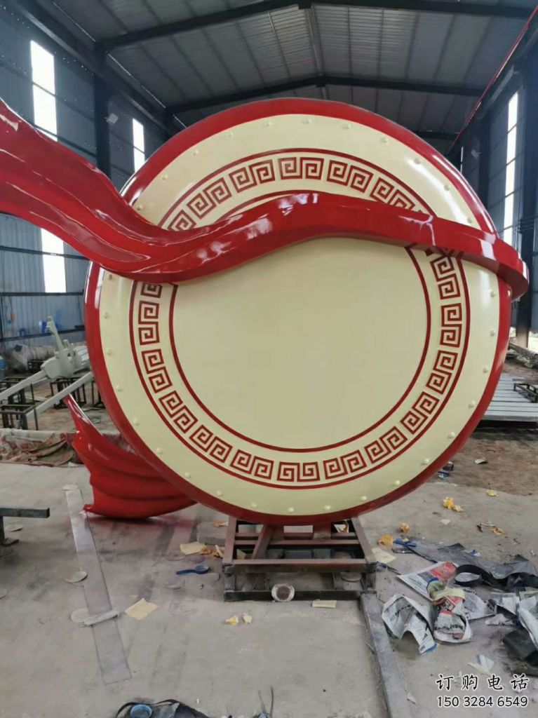 幾何大鼓雕塑廠家 歐式小品 噴漆不銹鋼大鼓雕塑工廠