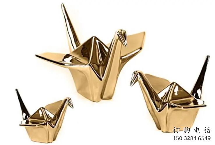 電鍍千紙鶴雕塑廠家 園林擺件 大型不銹鋼千紙鶴雕塑生產(chǎn)