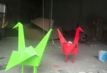 庭院千紙鶴雕塑廠家 創(chuàng)意小品 鍛造不銹鋼千紙鶴雕塑加工