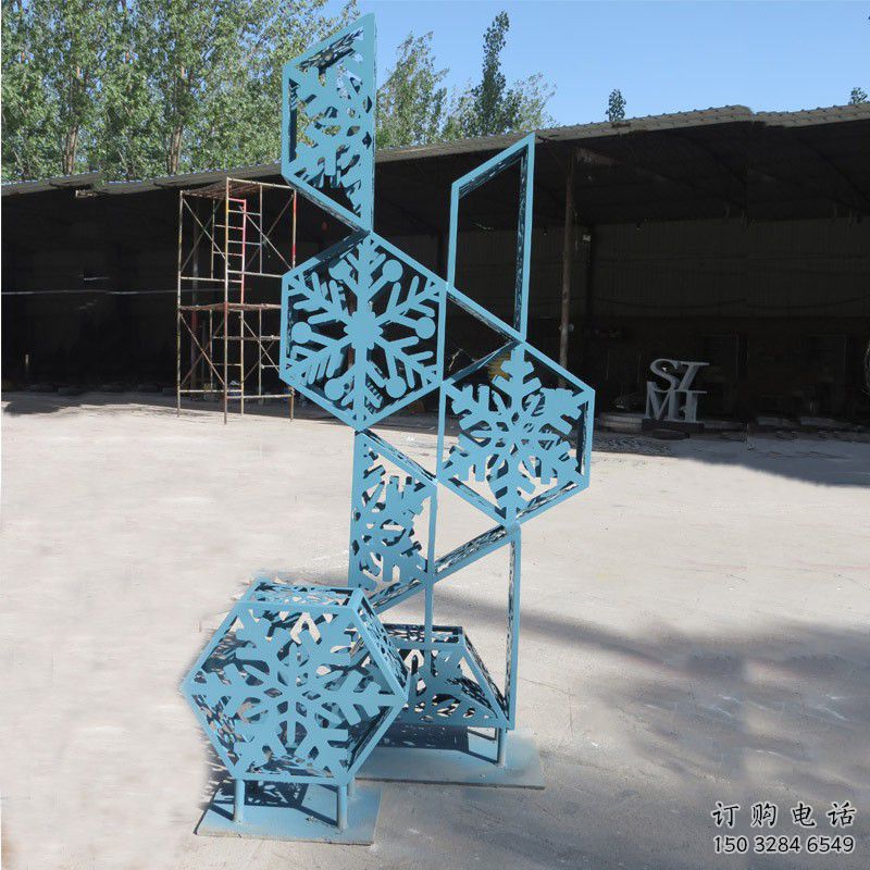 步行街雪花雕塑廠家 剪紙小品 鏤空不銹鋼雪花雕塑廠家