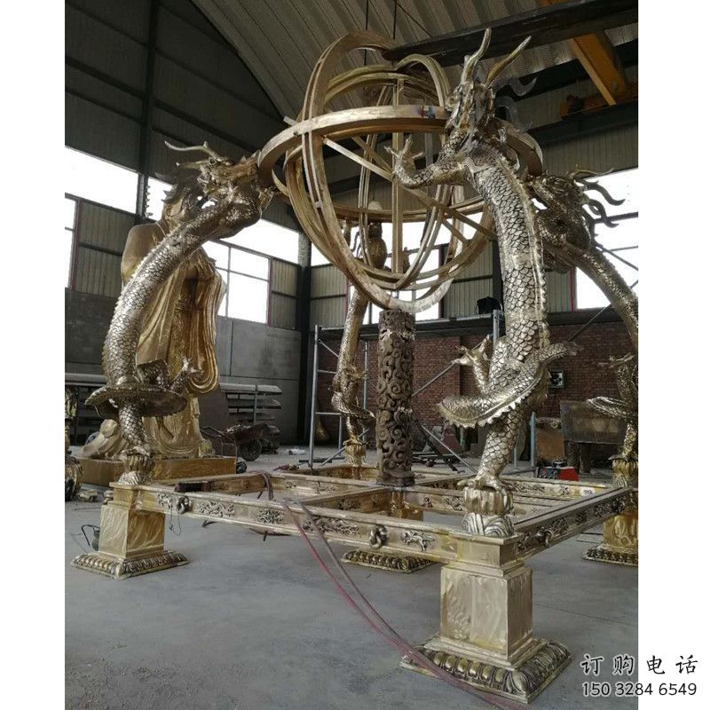 鑄造渾天儀雕塑廠家 中式擺件 創意不銹鋼渾天儀雕塑生產