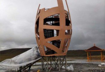 園林鳥籠雕塑廠家 烤漆小品 中式不銹鋼鳥籠雕塑廠