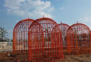 鏤空鳥籠雕塑廠家 園林小品 住宅小區不銹鋼鳥籠雕塑廠