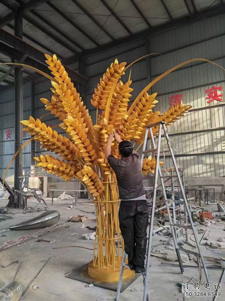 仿真麥穗雕塑廠家 烤漆現代擺件 大型不銹鋼麥穗雕塑廠