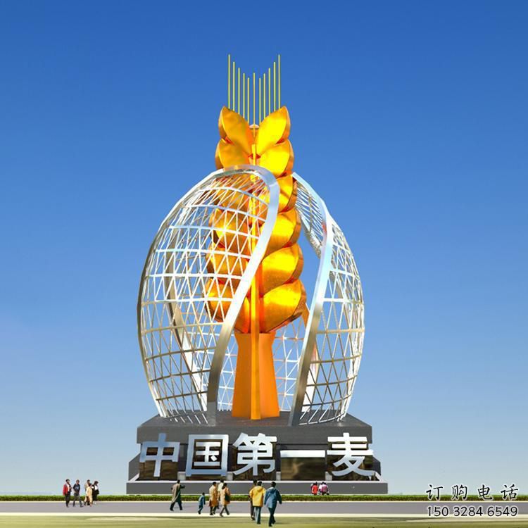 幾何麥子雕塑廠家 創意小品 歐式不銹鋼麥子雕塑廠