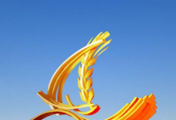 噴漆麥子雕塑廠家 中式村口小品 草地不銹鋼麥子雕塑廠