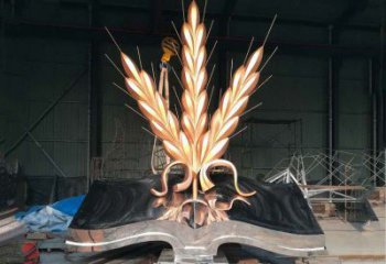 仿古麥子雕塑廠家 草地小品 房地產不銹鋼麥子雕塑廠