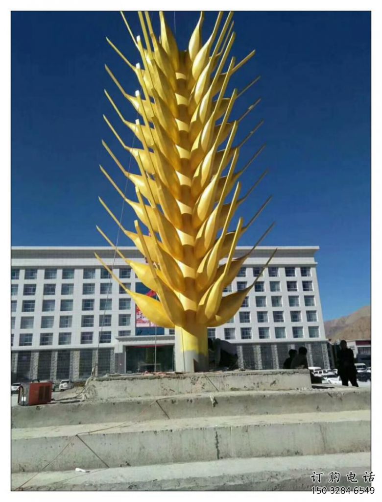 戶(hù)外青稞雕塑廠家 噴漆小品 中式不銹鋼青稞雕塑制作廠