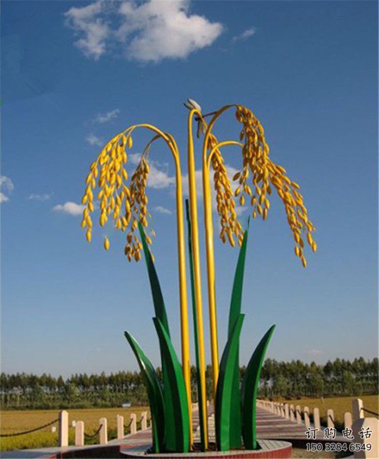 大型青稞雕塑廠家 現代公園小品 烤漆仿真不銹鋼青稞雕塑