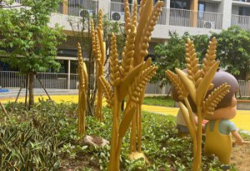 抽象青稞雕塑廠家 創(chuàng)意小品 戶外公園不銹鋼青稞雕塑