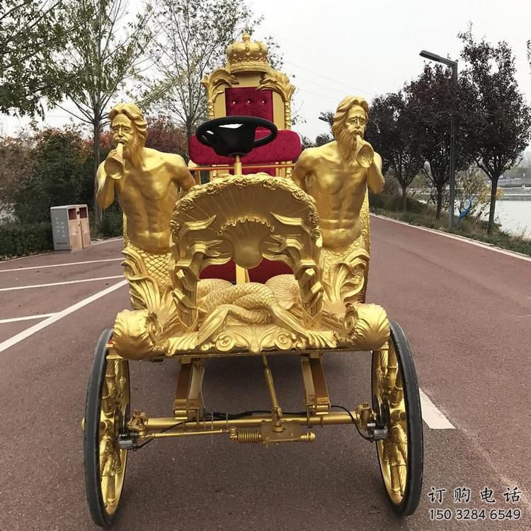 酒店馬車雕塑廠家 歐式賓館小品 鍍金不銹鋼馬車雕塑廠