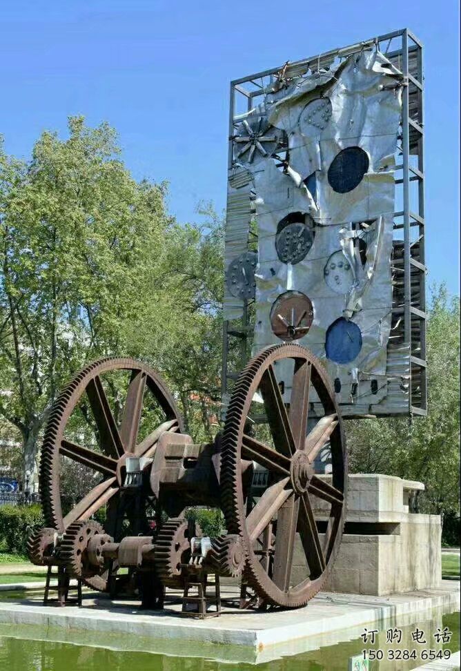 中式齒輪雕塑廠家 仿古小品 游樂場不銹鋼齒輪雕塑廠