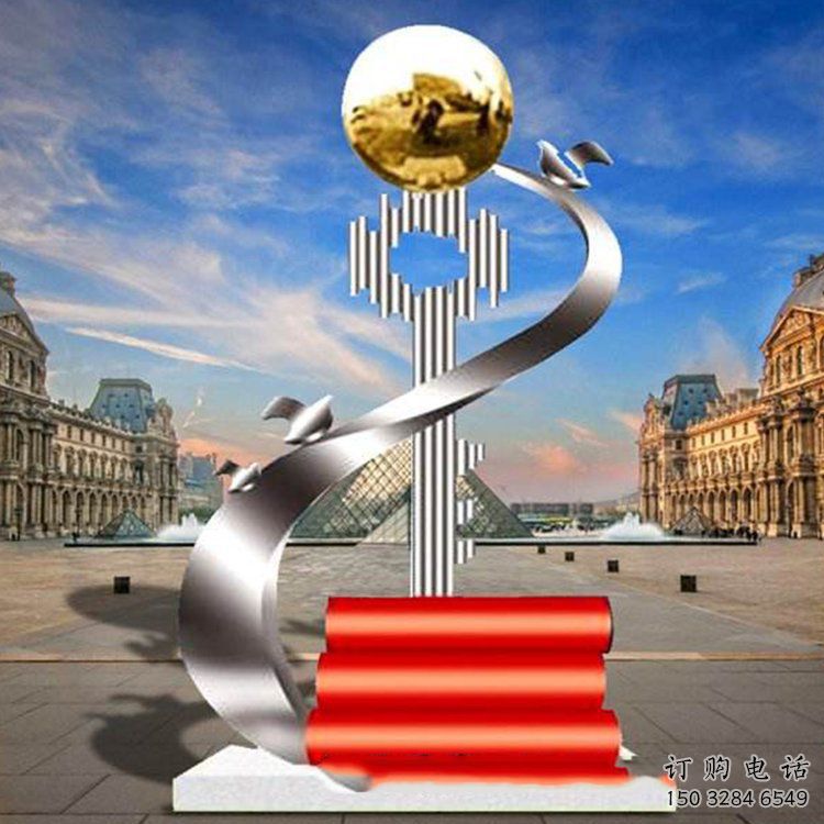 廣場(chǎng)鑰匙雕塑廠家 創(chuàng)意公園小品 拉絲不銹鋼鑰匙雕塑廠