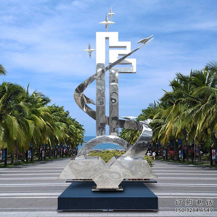 戶外鑰匙雕塑廠家 鏡面公園小品 大型不銹鋼鑰匙雕塑生產