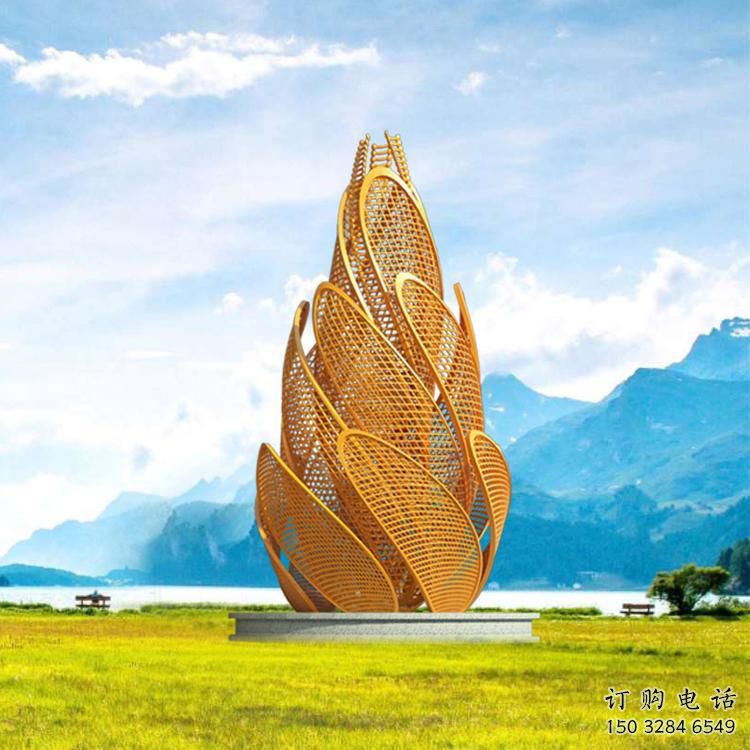 異形水稻雕塑廠家 現代烤漆小品 異形不銹鋼水稻雕塑廠