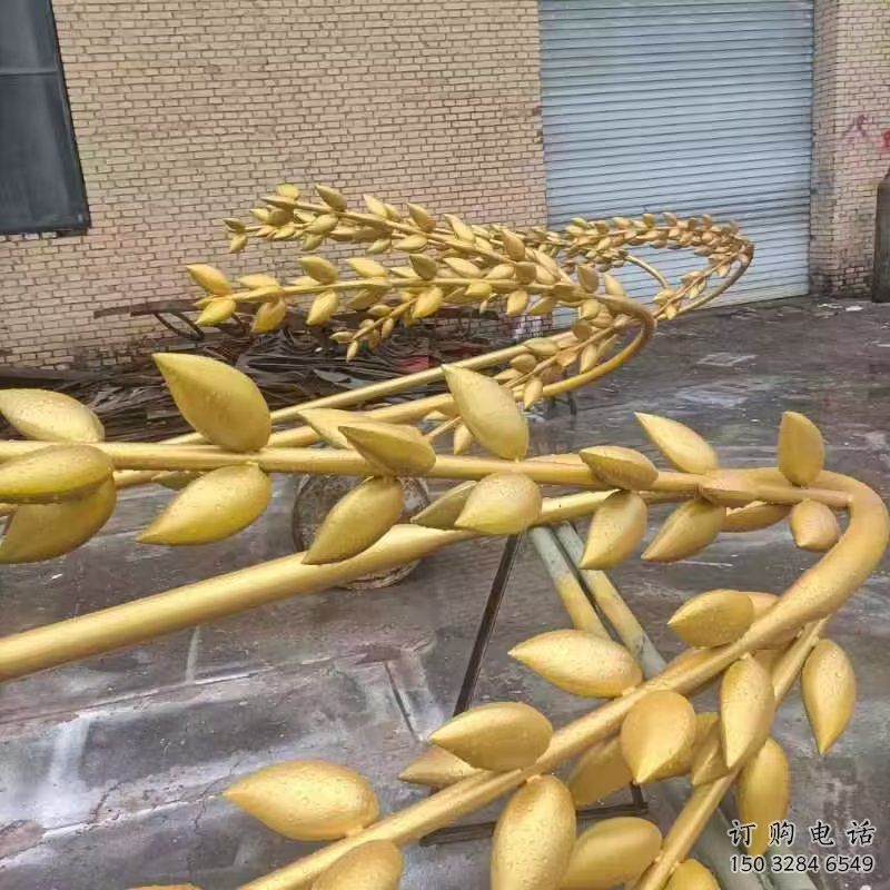 中式水稻雕塑廠家 烤漆仿真小品 游樂場不銹鋼水稻雕塑廠