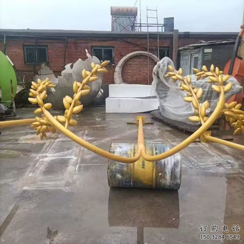 幾何水稻雕塑廠家 現代公園小品 仿真不銹鋼水稻雕塑制作