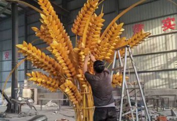 烤漆水稻雕塑廠家 仿真小品 戶外不銹鋼水稻雕塑制作廠