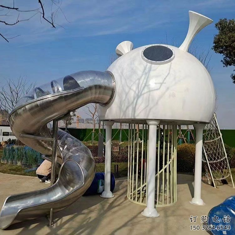 公園滑梯雕塑廠家 希望戶外擺件 抽象不銹鋼滑梯雕塑廠