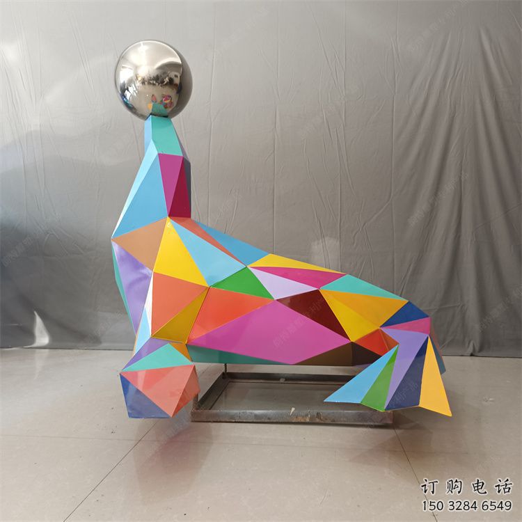 幾何頂球雕塑廠家 幼兒園小品 切面不銹鋼頂球雕塑廠